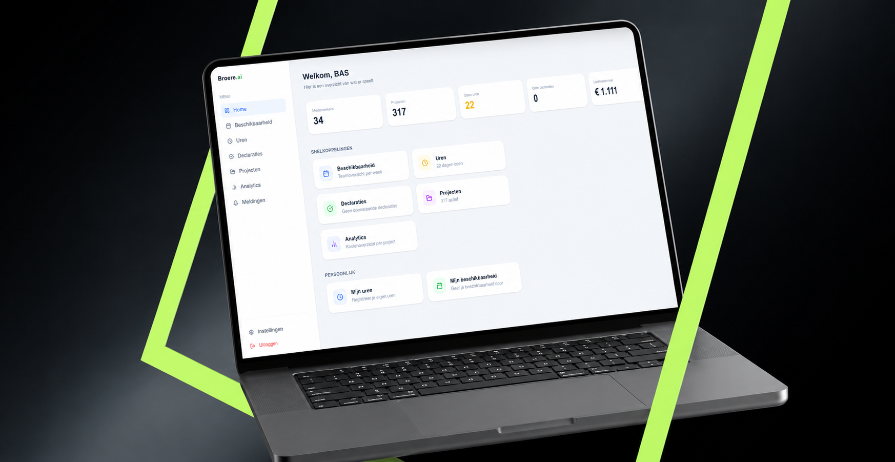 Screenshot van de crew planning tool