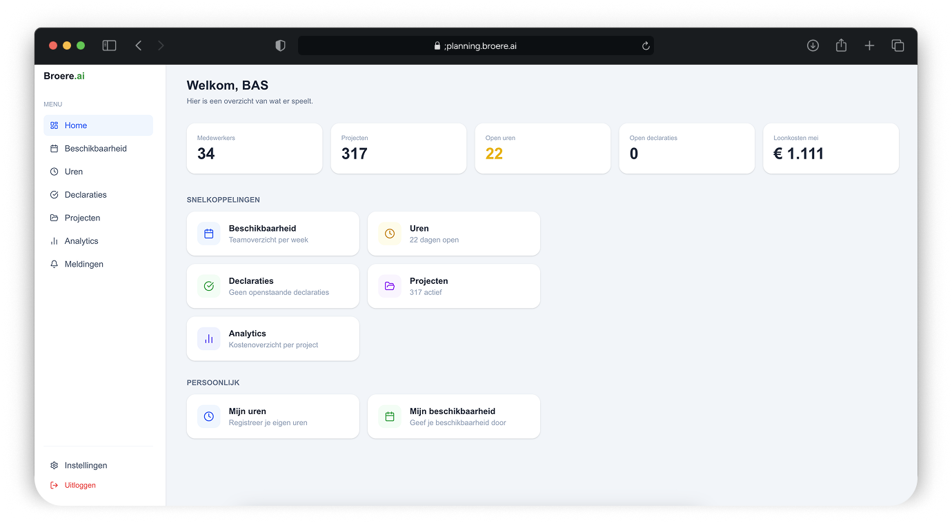 Screenshot van een maatwerk dashboard